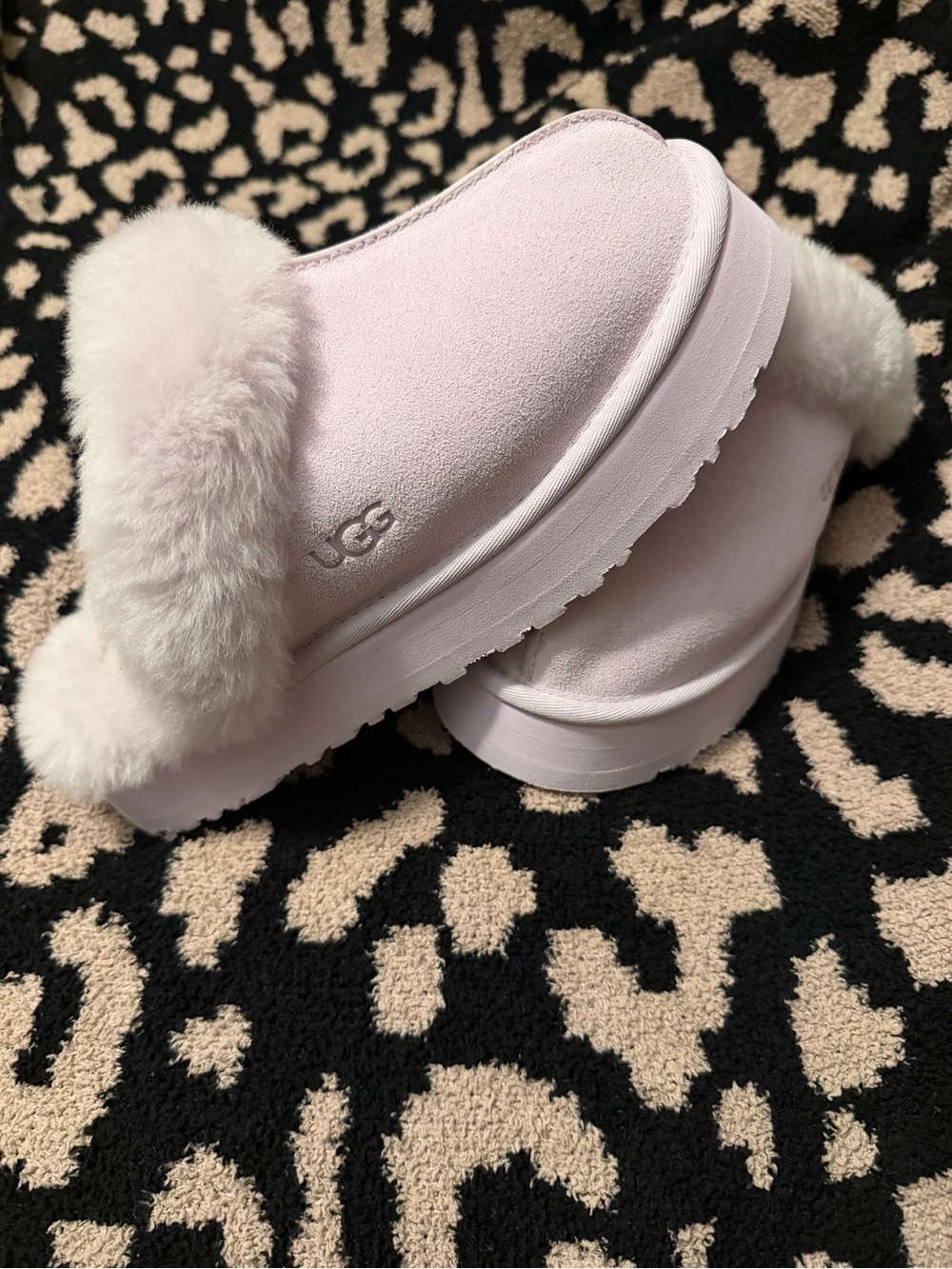 UGG Women's Pink Shearling Platform Slipper